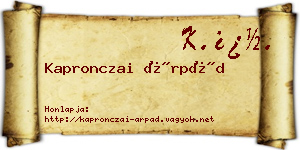 Kapronczai Árpád névjegykártya